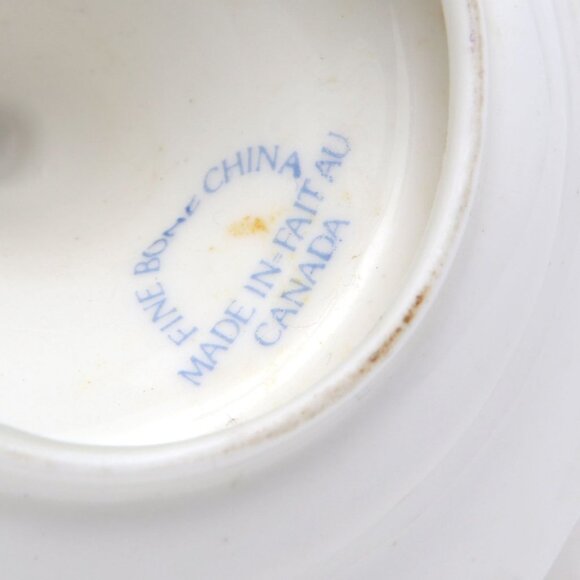 Vintage Bone China Ring Holder Dish Jewelry Floral Canada White Pink Gold 80s - Picture 7 of 8